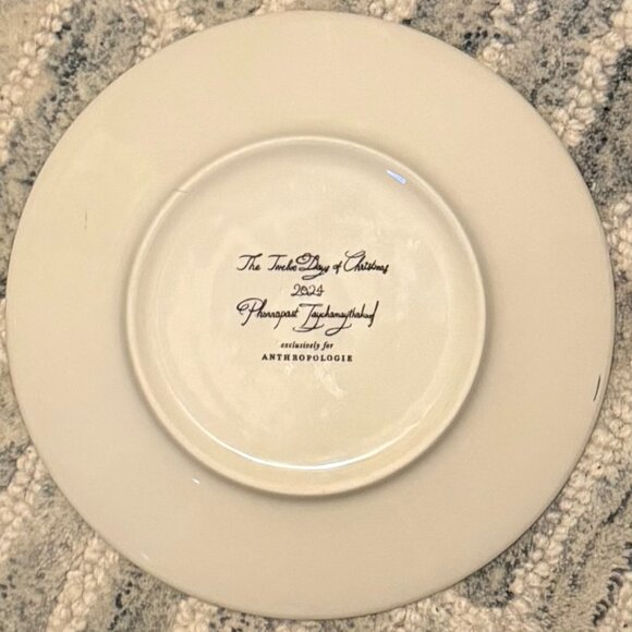 Phannapast Anthropologie 12 Days Christmas Dessert Plate 1 Partridge Pear Tree - Picture 3 of 3